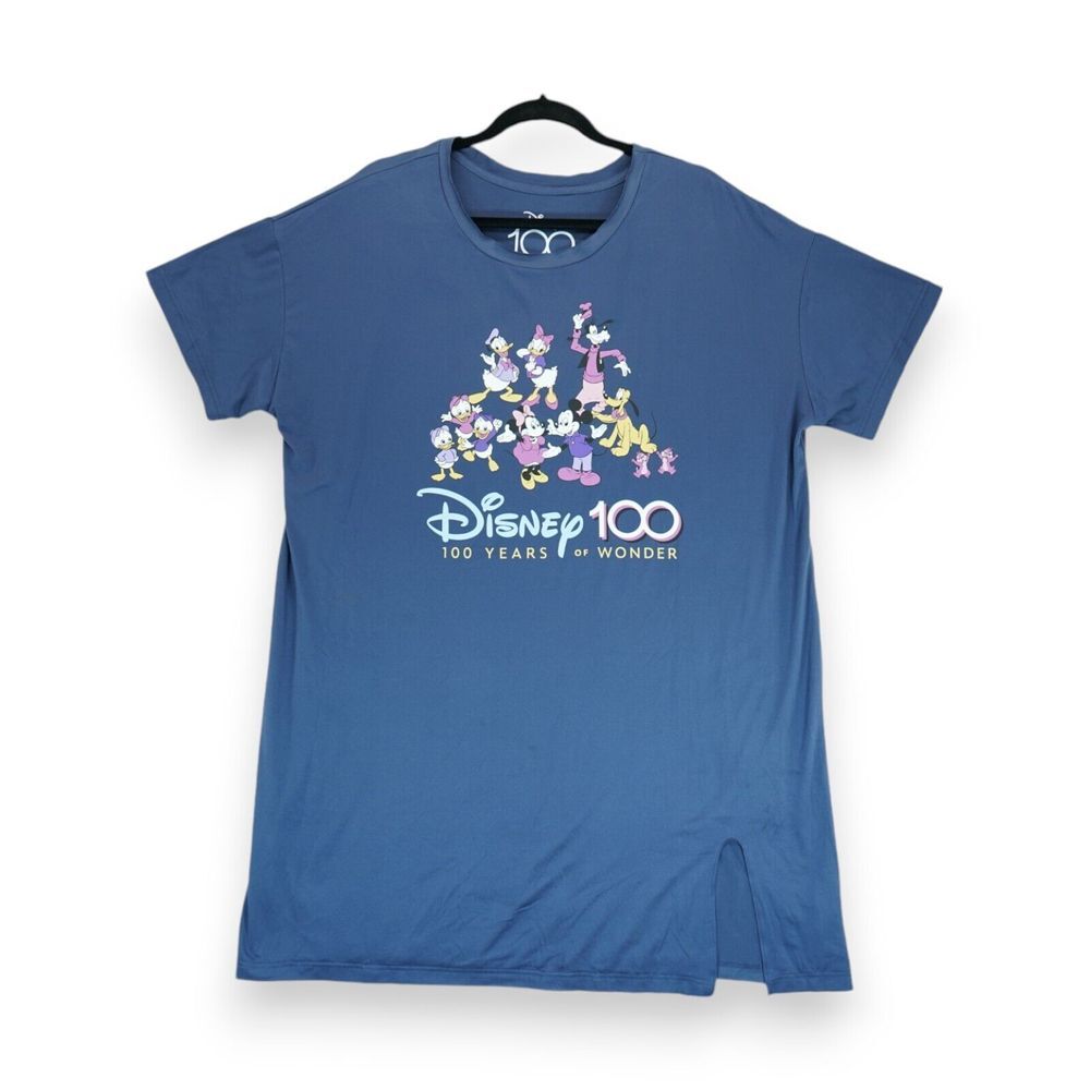 Disney 100th Anniversary Nightgown T-shirt‎ Women's XL(16-18) - Lightweight Blue